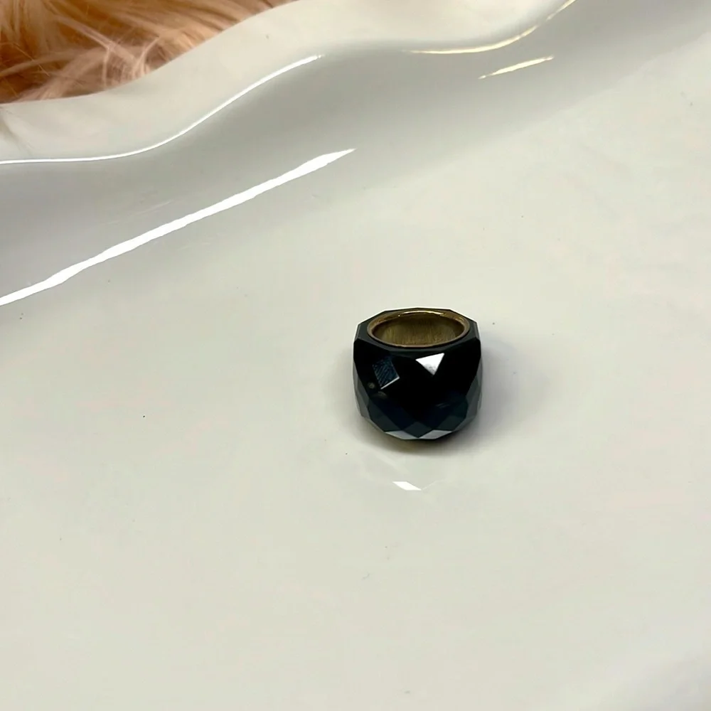 Daniel Swarovski Black Crystal Paris Ring with a Silver Tone Interior Band Color
